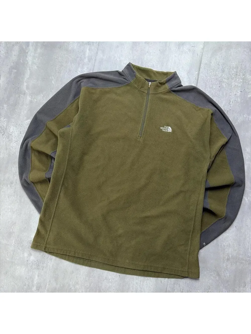 Y2K Olive Green The North Face Fleece Quarter Zip Sweater